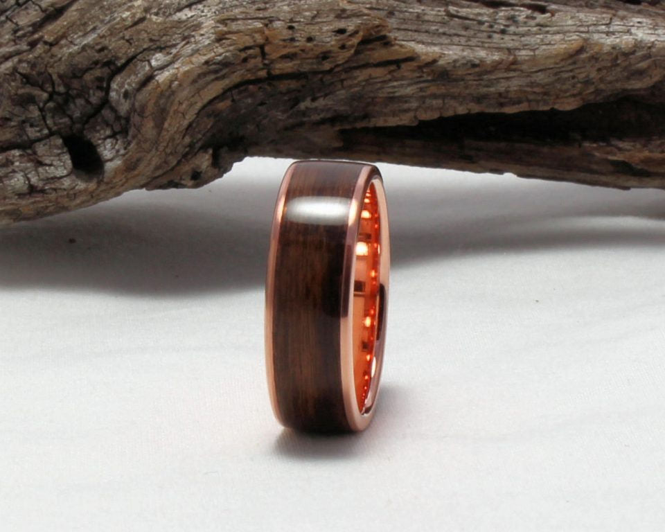 Copper Ring with Rosewood Inlay