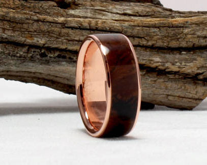 Copper Ring with Redwood Burl Inlay