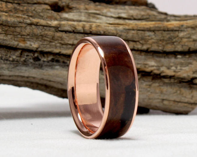 Copper Ring with Redwood Burl Inlay